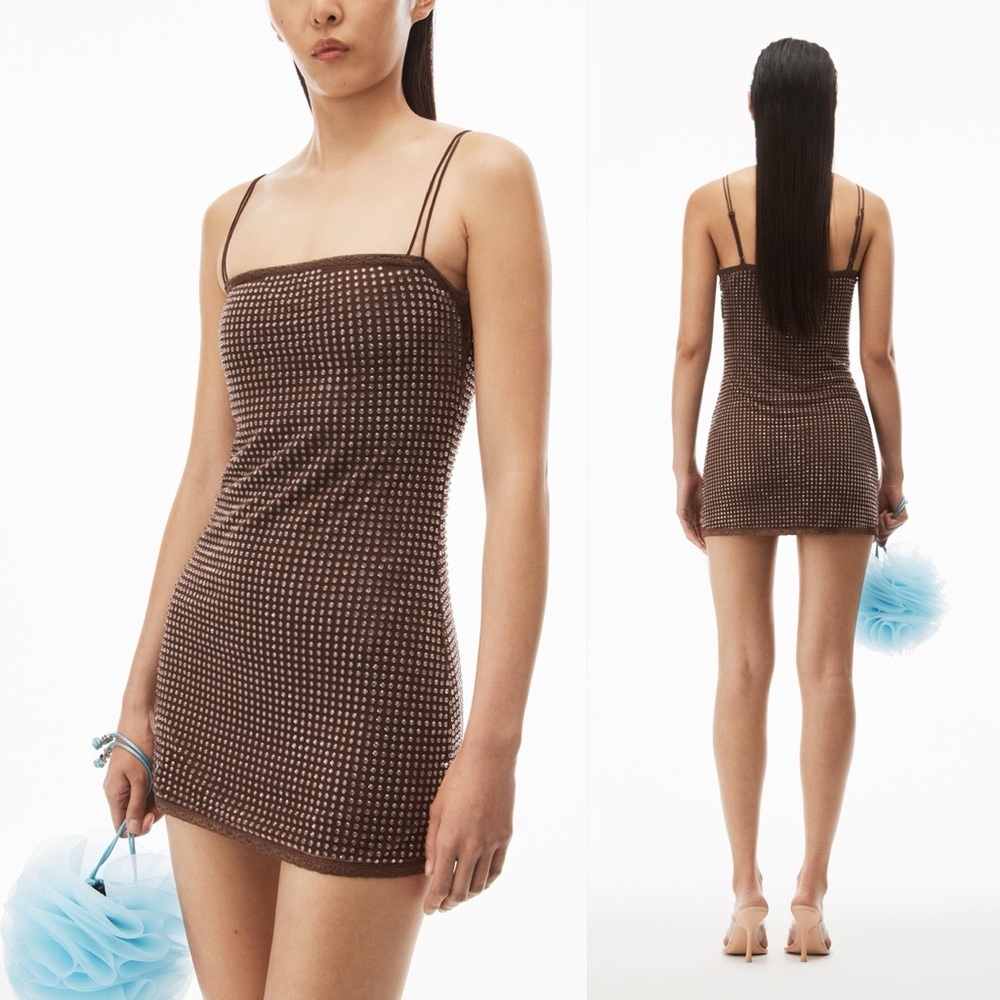 NWT Alexander Wang Hotfix Clear Bead Silk Slipdress 2 $995